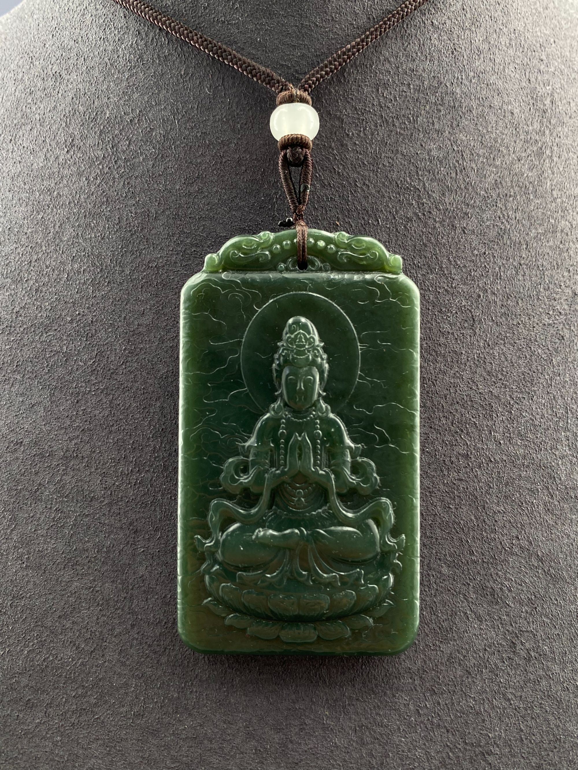 天然和田青玉观音无事牌
