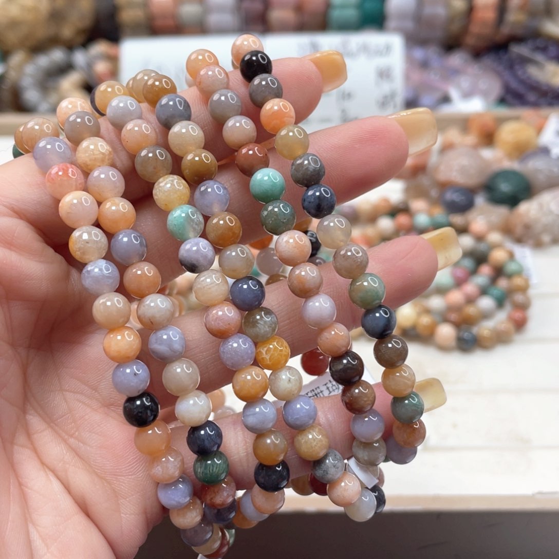 未镶嵌手链硅化玉紫**精404