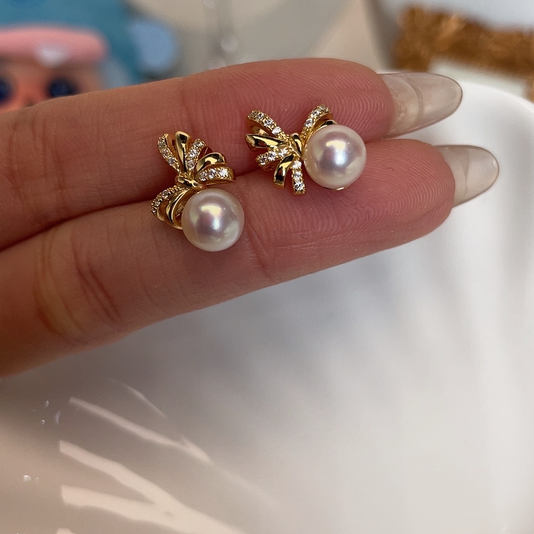 银S925镶嵌耳饰海水珍珠