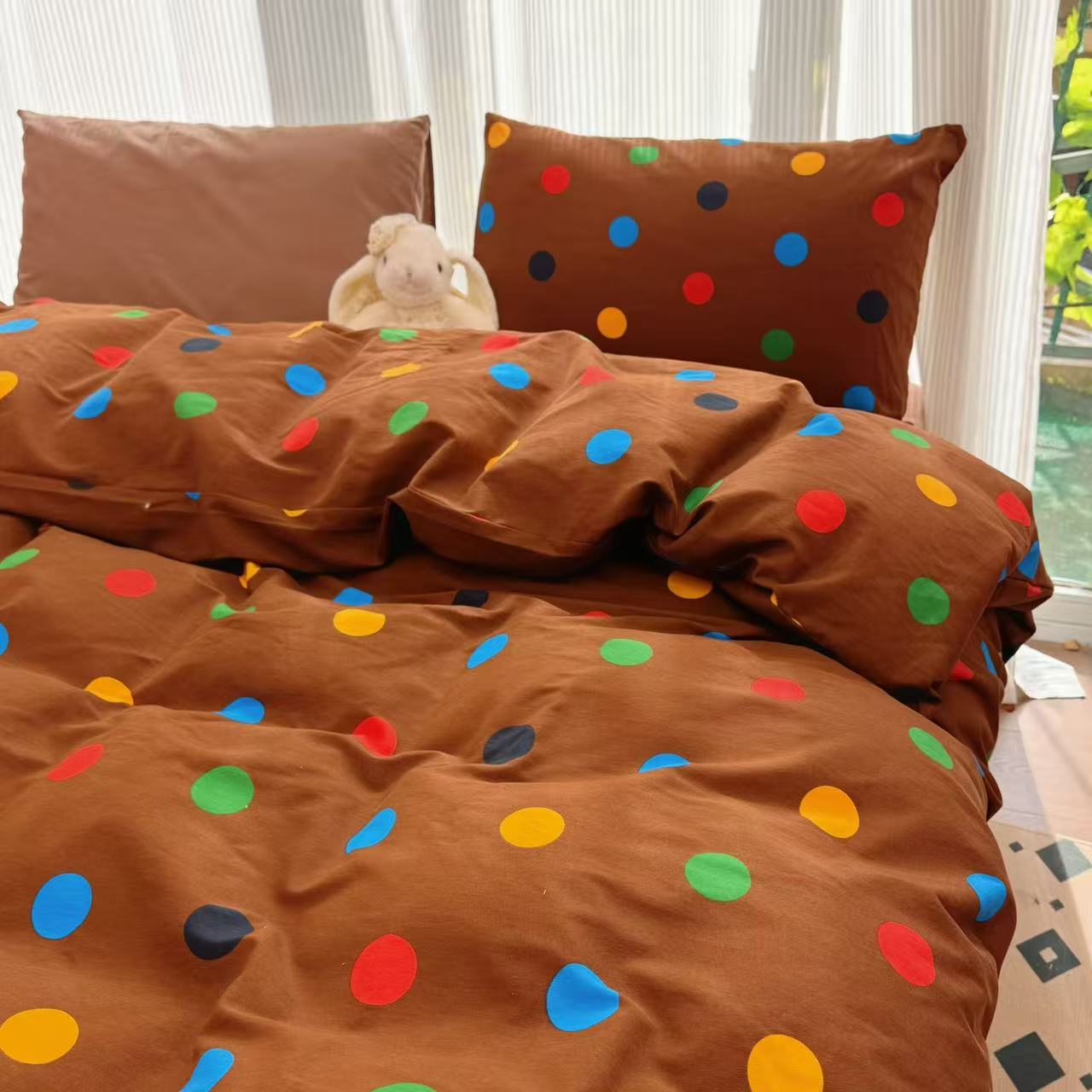 秋冬ins波点全棉加厚纯棉磨毛四件套100%棉保暖小清新少女心床单