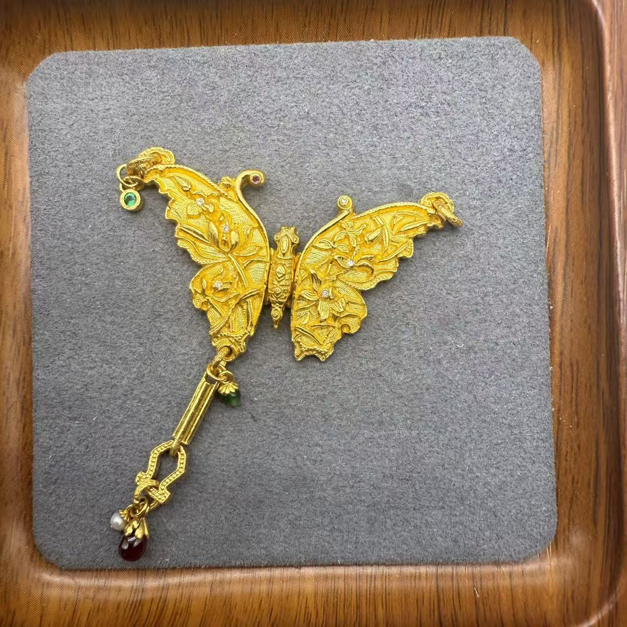 【肆玥珠宝】 足金999黄金吊坠周洋霞老师国金錾刻龙吟凤鸣