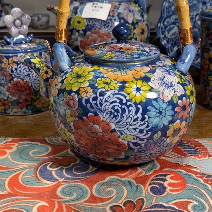 ^***^青花瓷景德镇手绘五彩万花茶壶