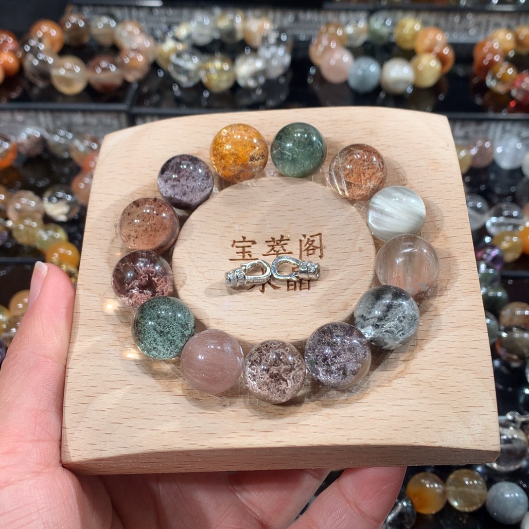 银S925镶嵌手串水晶定制打孔款不退不换，卡14加水晶