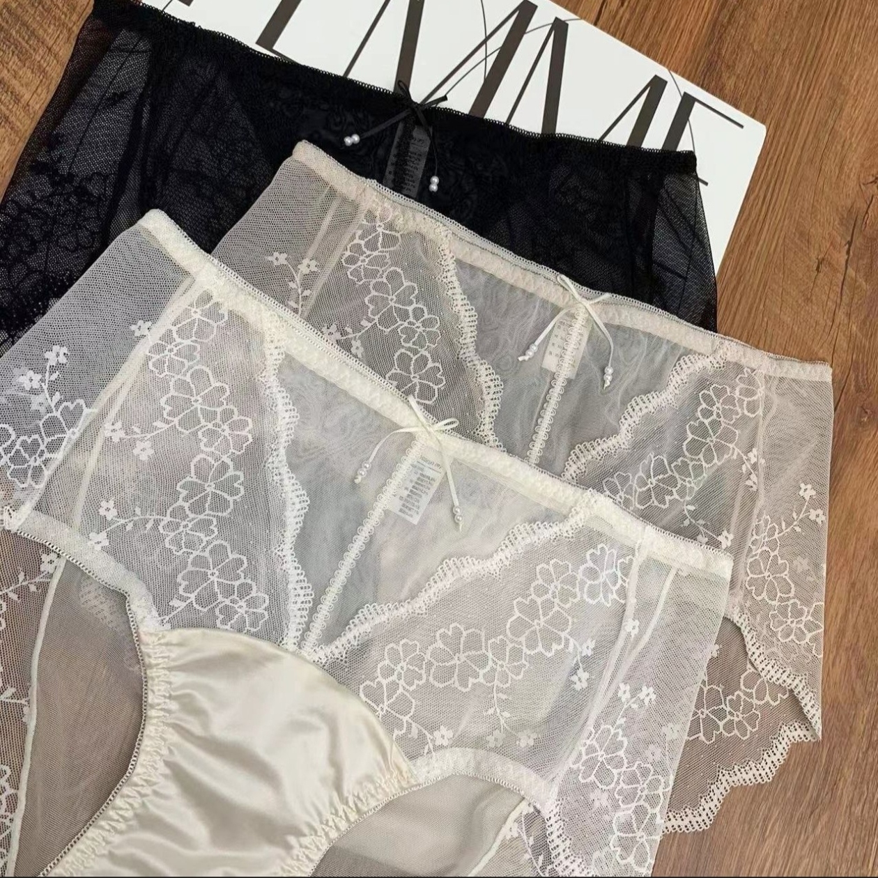 中腰女士三角蕾丝纯欲风透气亲肤舒适包臀底裤
