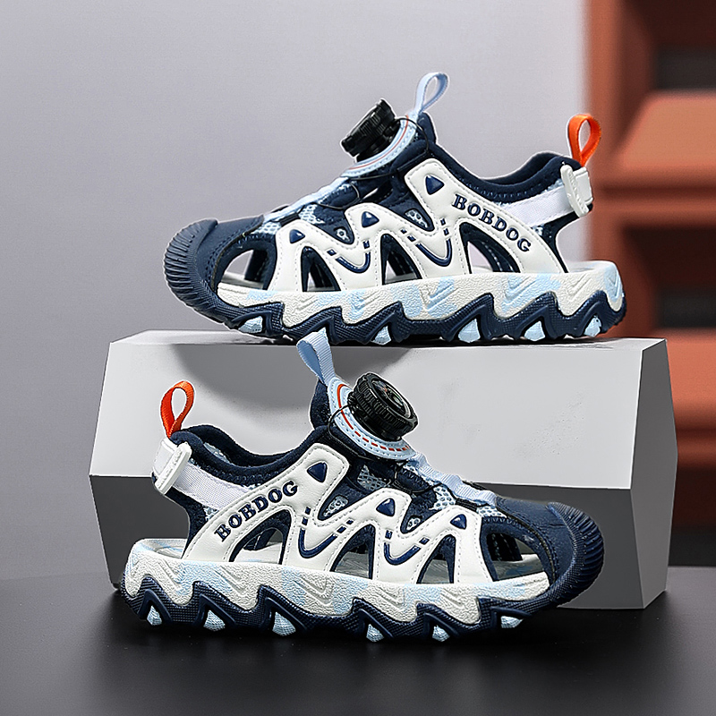 巴布豆2025夏季新款童鞋男童包头凉鞋防滑耐磨沙滩鞋男孩休闲