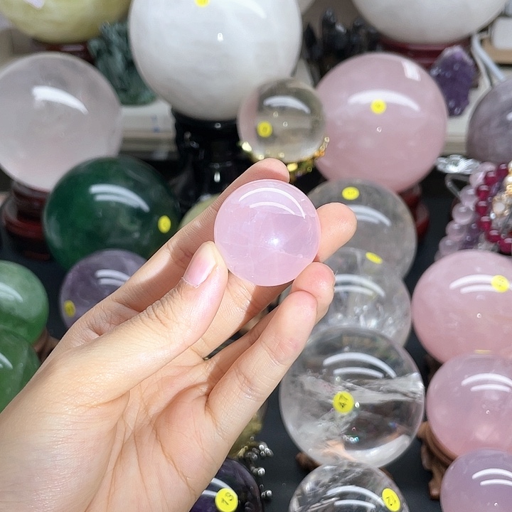 水晶天然水晶球粉卡2.9未镶嵌