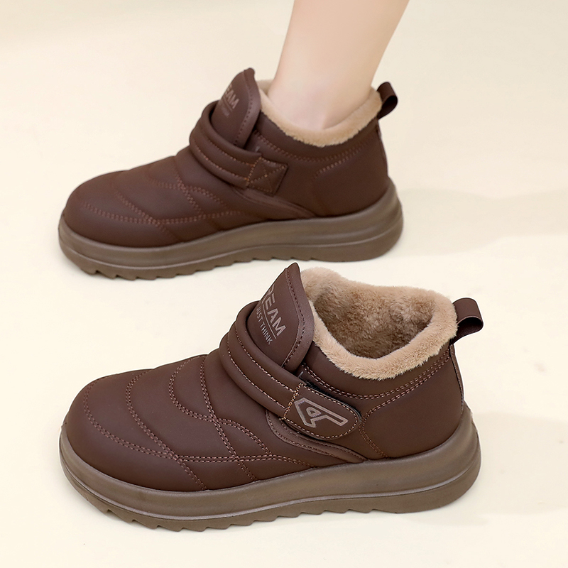 2025冬季新款时尚加绒加厚雪地靴妈妈鞋防水防滑保暖一脚蹬休闲鞋