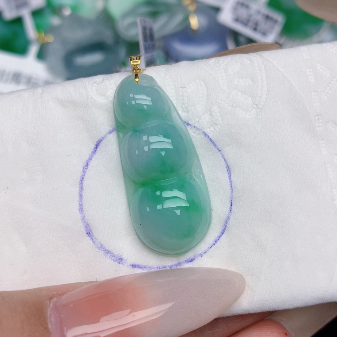 翡翠18K金镶嵌颈饰天然缅甸翡翠a货百元以上9元证书费自理