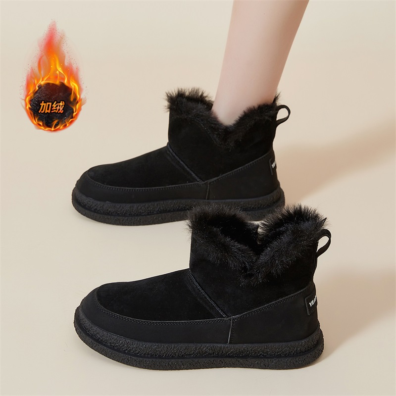 意尔康增高休闲运动鞋女2025冬季新款加厚加绒短靴舒适厚底雪地靴