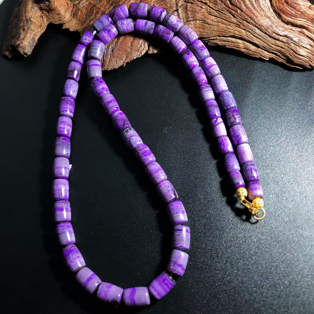 【耿总珠宝】天然舒俱来项链R樱花紫桶珠7-5+D1106多样性发一