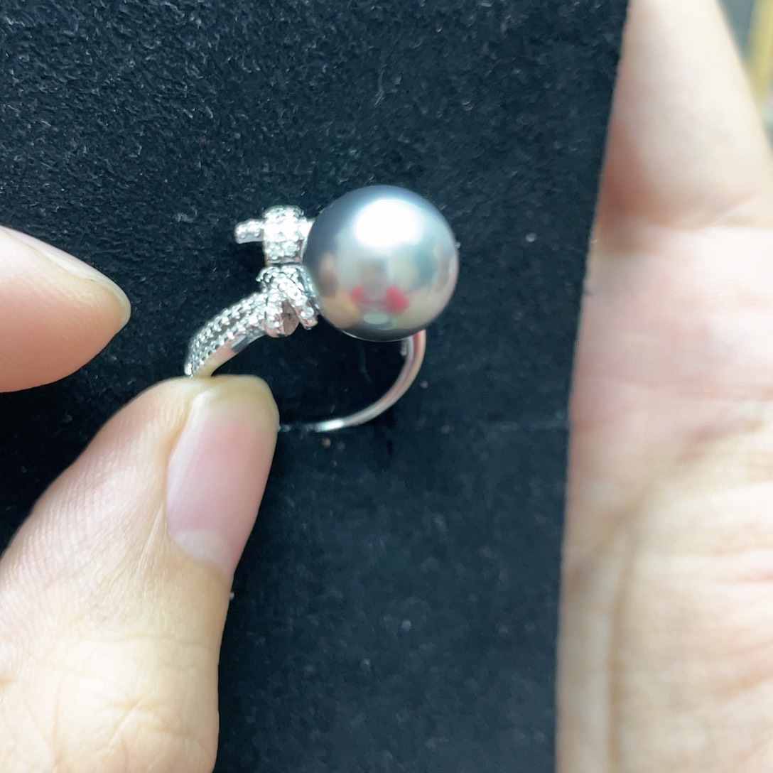 海水珍珠戒圈银S925镶嵌