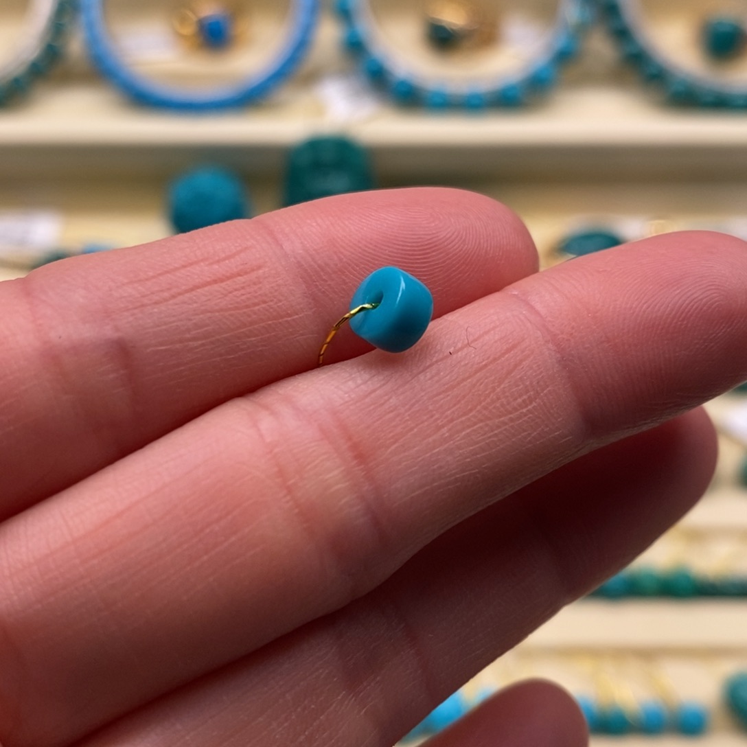 绿松石珠宝奇石未镶嵌直径5.7×3.4直切