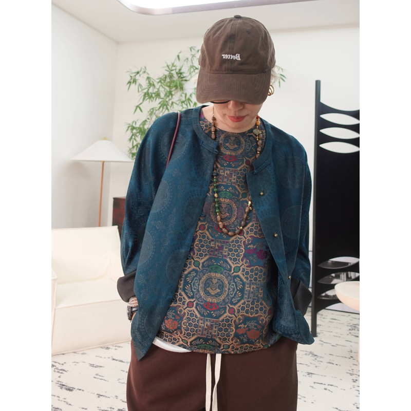 【东方色谱】LIY蓝色宫廷龙团纹开衫