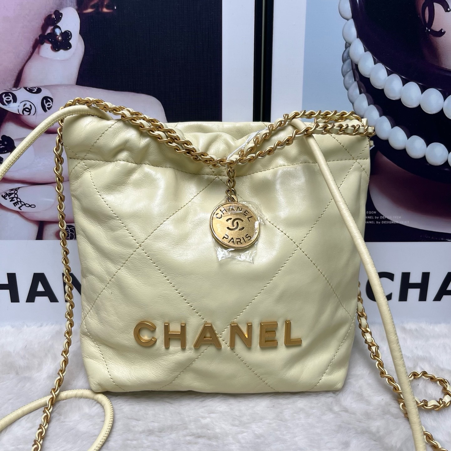 95新 Chanel/香奈儿 香奈儿小鸡黄垃圾袋22bag mini（芯片）