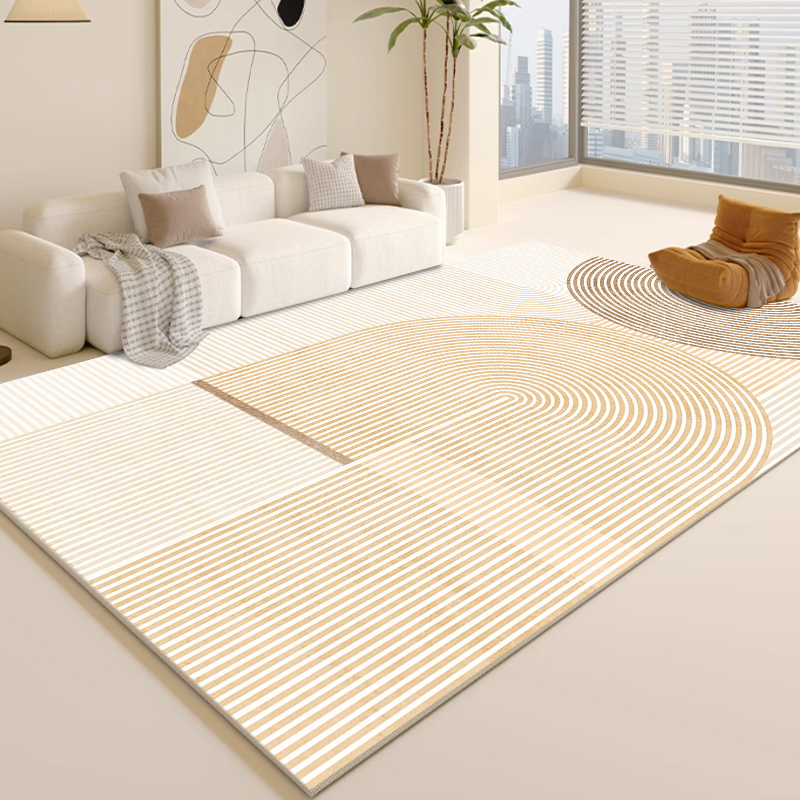 奶油风客厅茶几地毯-多尼尔绒防滑防潮-可机洗可手洗
