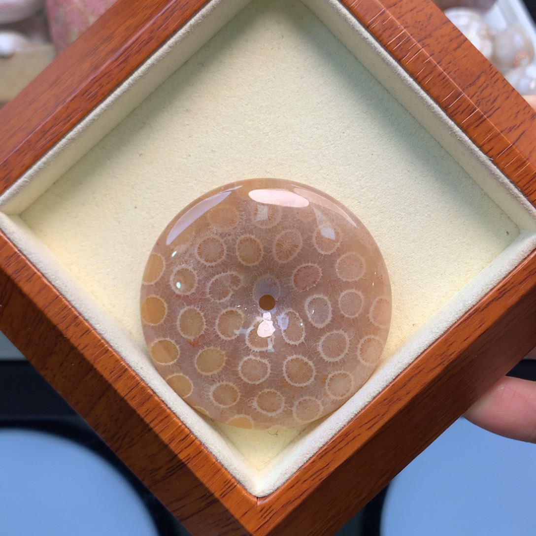 硅化珊瑚（珊瑚玉）颈饰未镶嵌51.7大平安扣原800