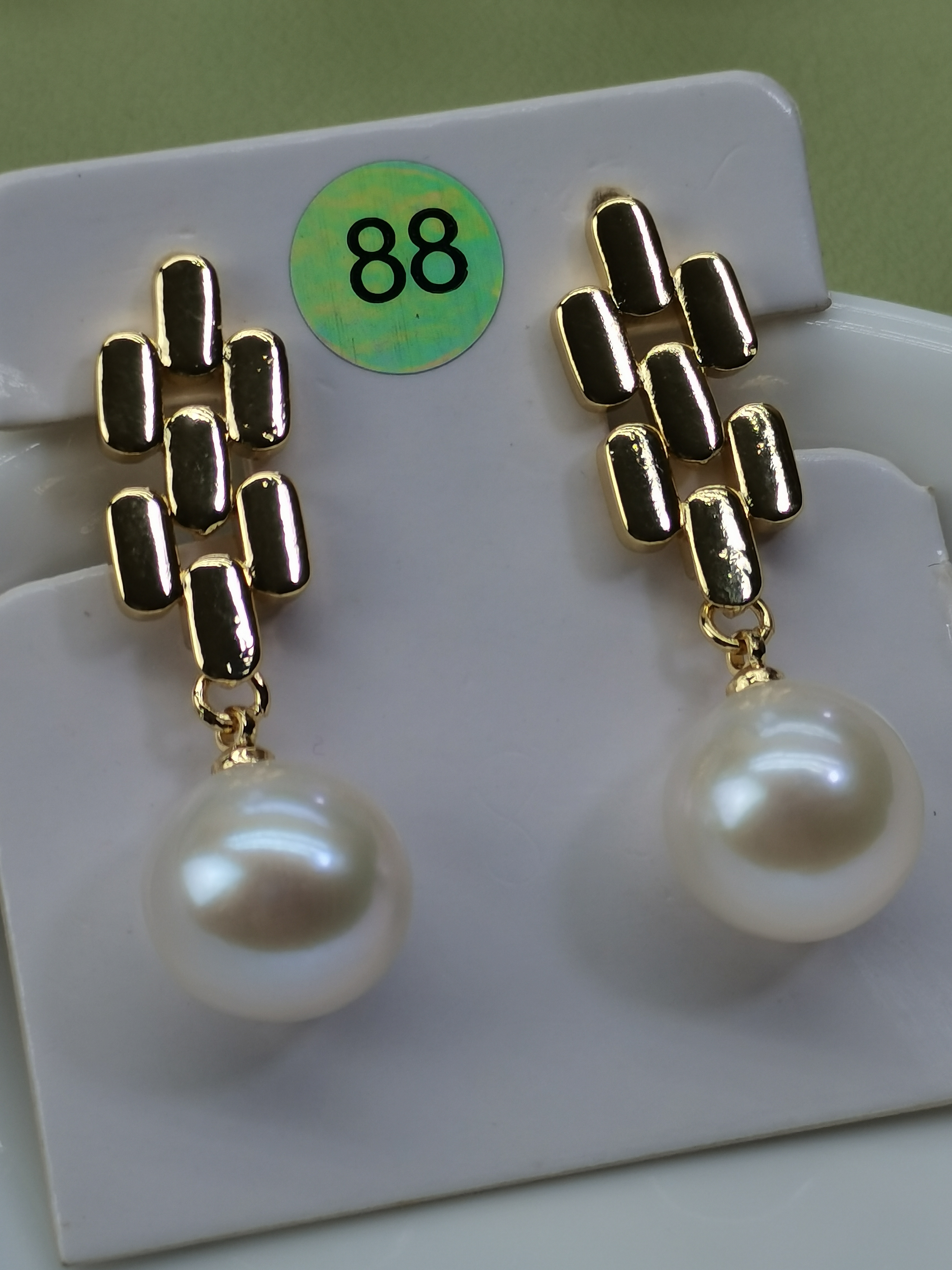 11-12正圆几乎无瑕珍珠耳钉白色复古法式镶嵌