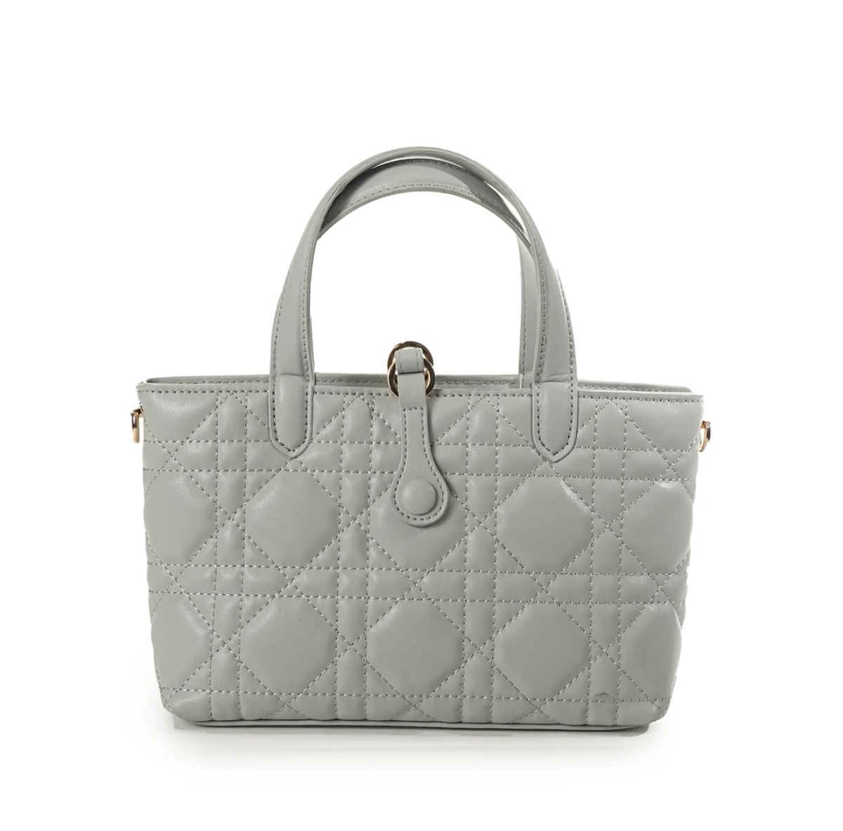 经典爆款D＋斜挎手提菱格绣线菜篮子包包（灰色）