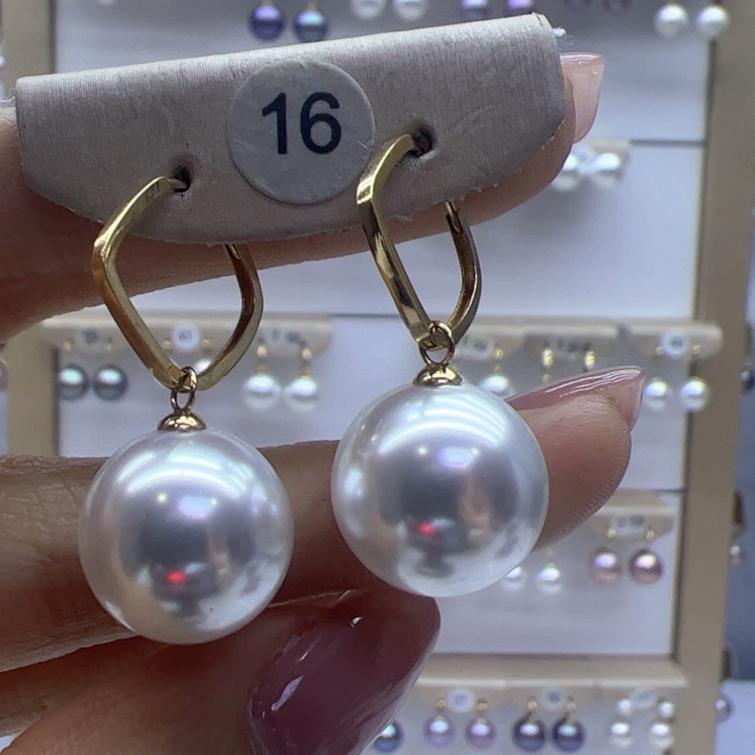 淡水珍珠耳饰18K金镶嵌
