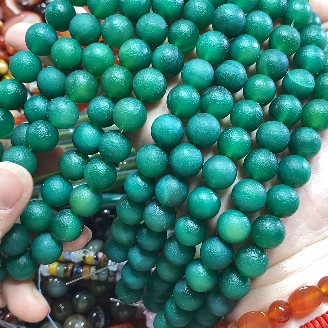 玛瑙/玉髓未镶嵌珠宝半成品橘皮玛瑙一条卡12mm