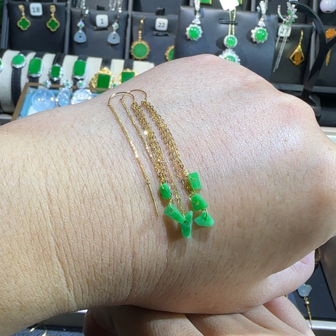 翡翠18K金镶嵌颈饰耳线