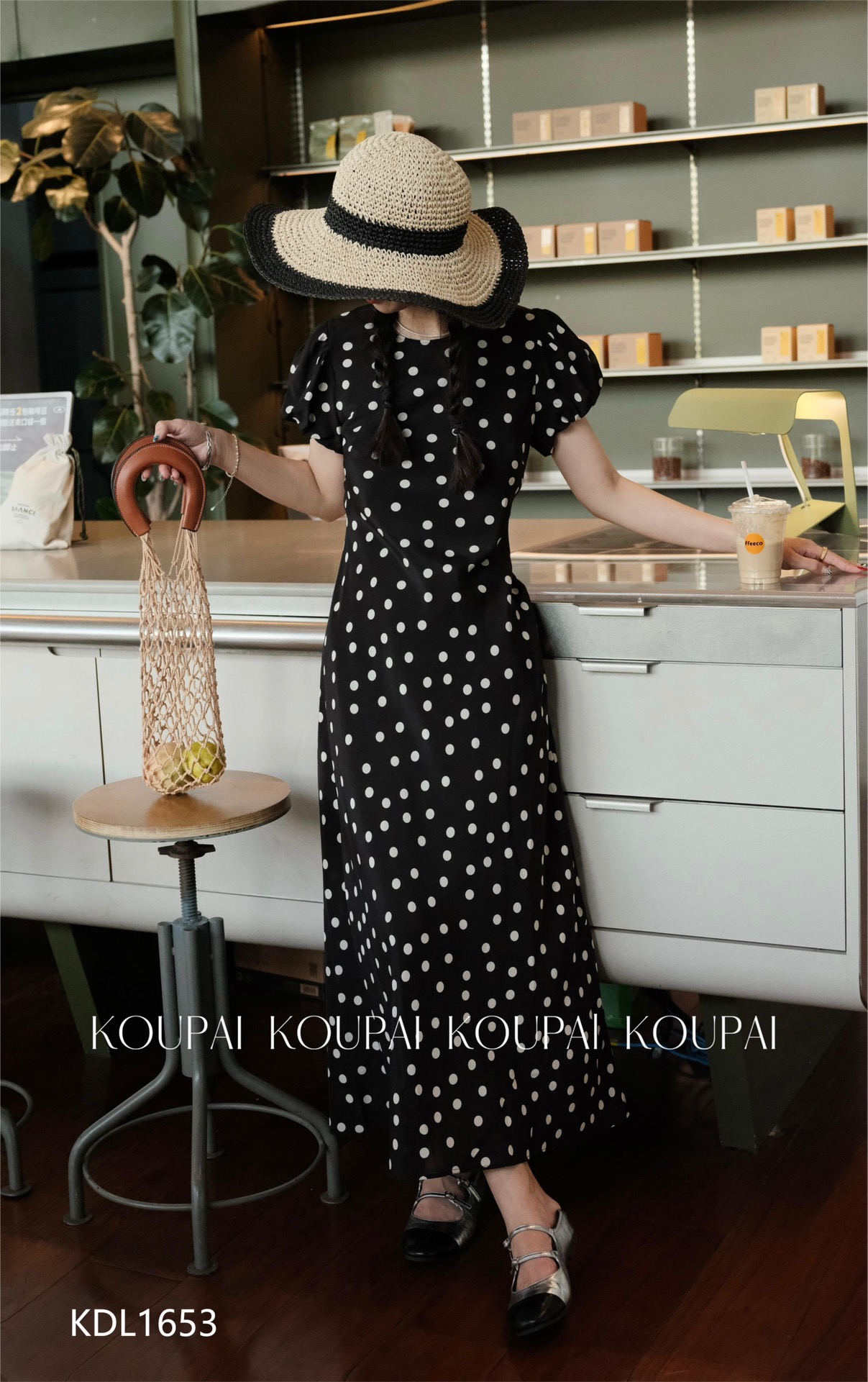 【源头工厂】经典波点泡泡袖连衣裙-KDL1653