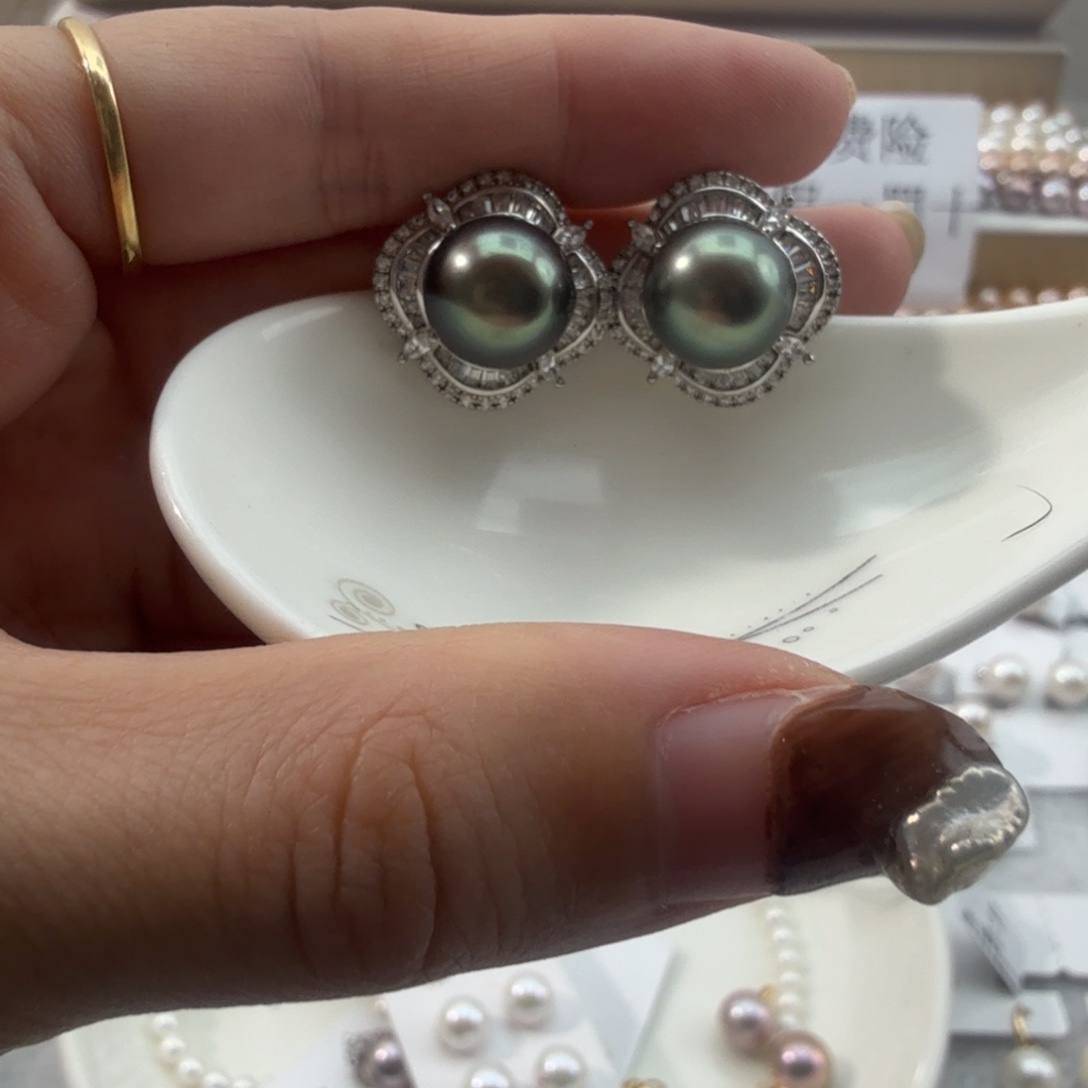淡水珍珠耳饰银S925镶嵌