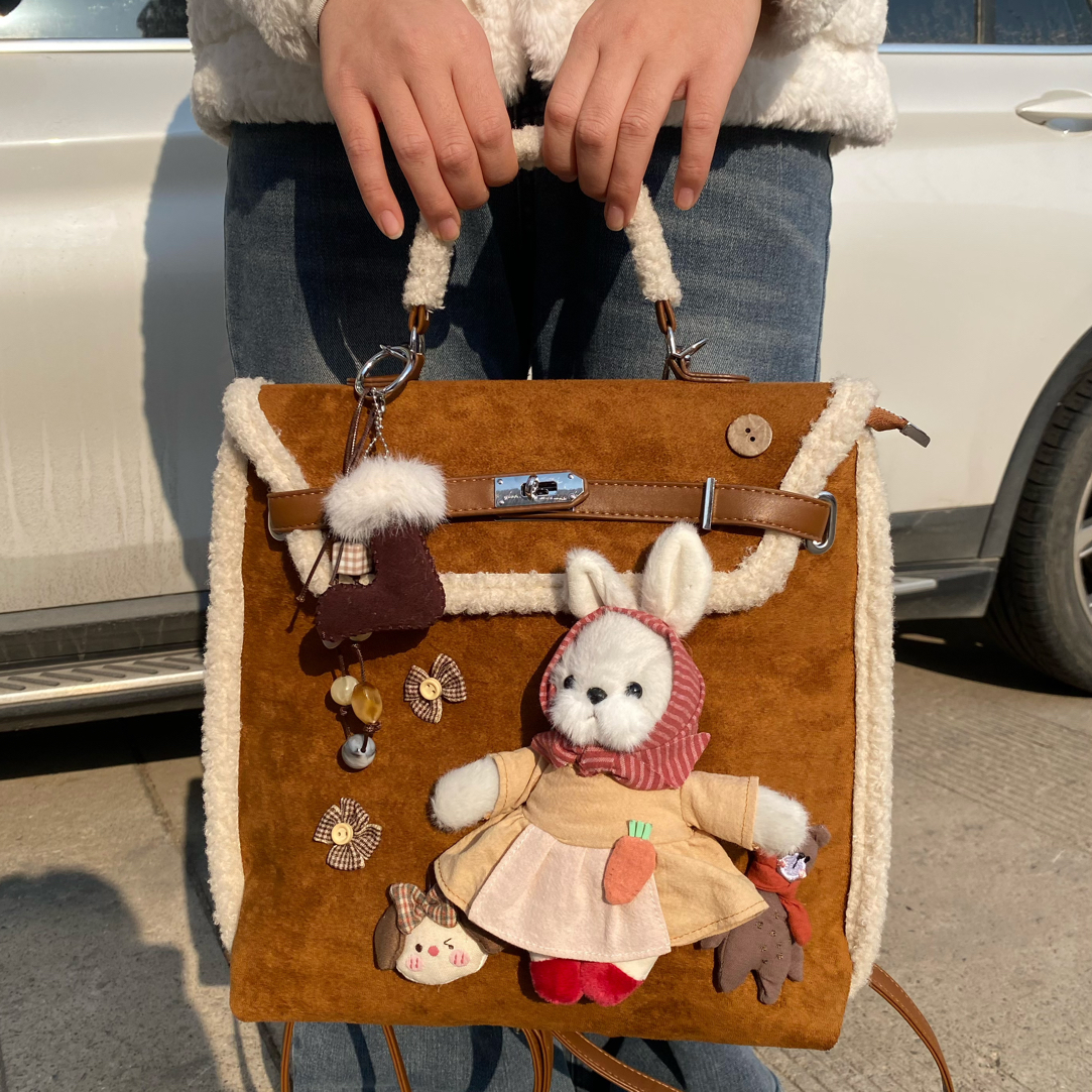 韩国兔新款玩偶包双肩包单肩包斜挎包