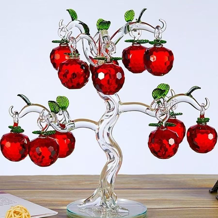 创意苹果树礼物电视柜客厅玄关高档家居装饰品酒柜高档水晶摆件