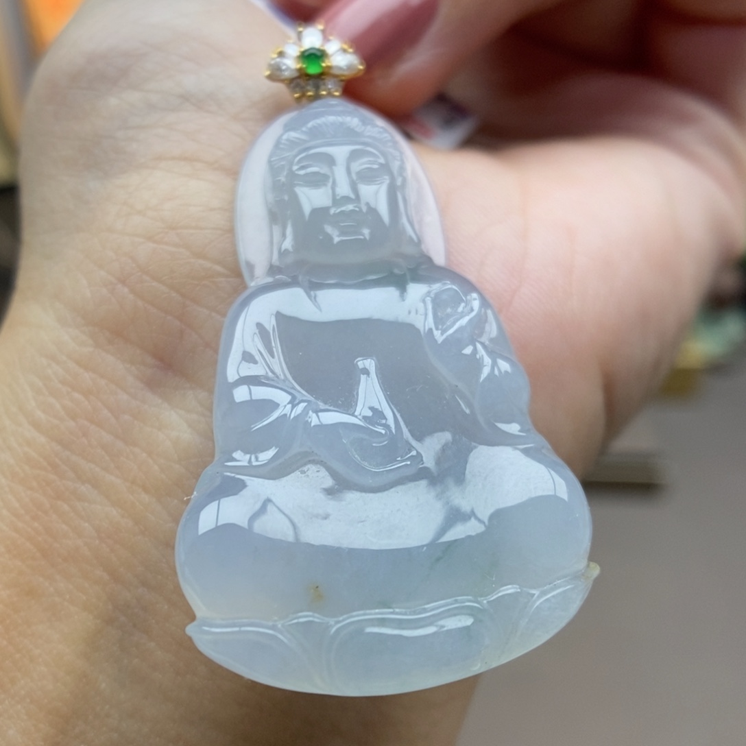 翡翠18K金镶嵌颈饰吊坠49