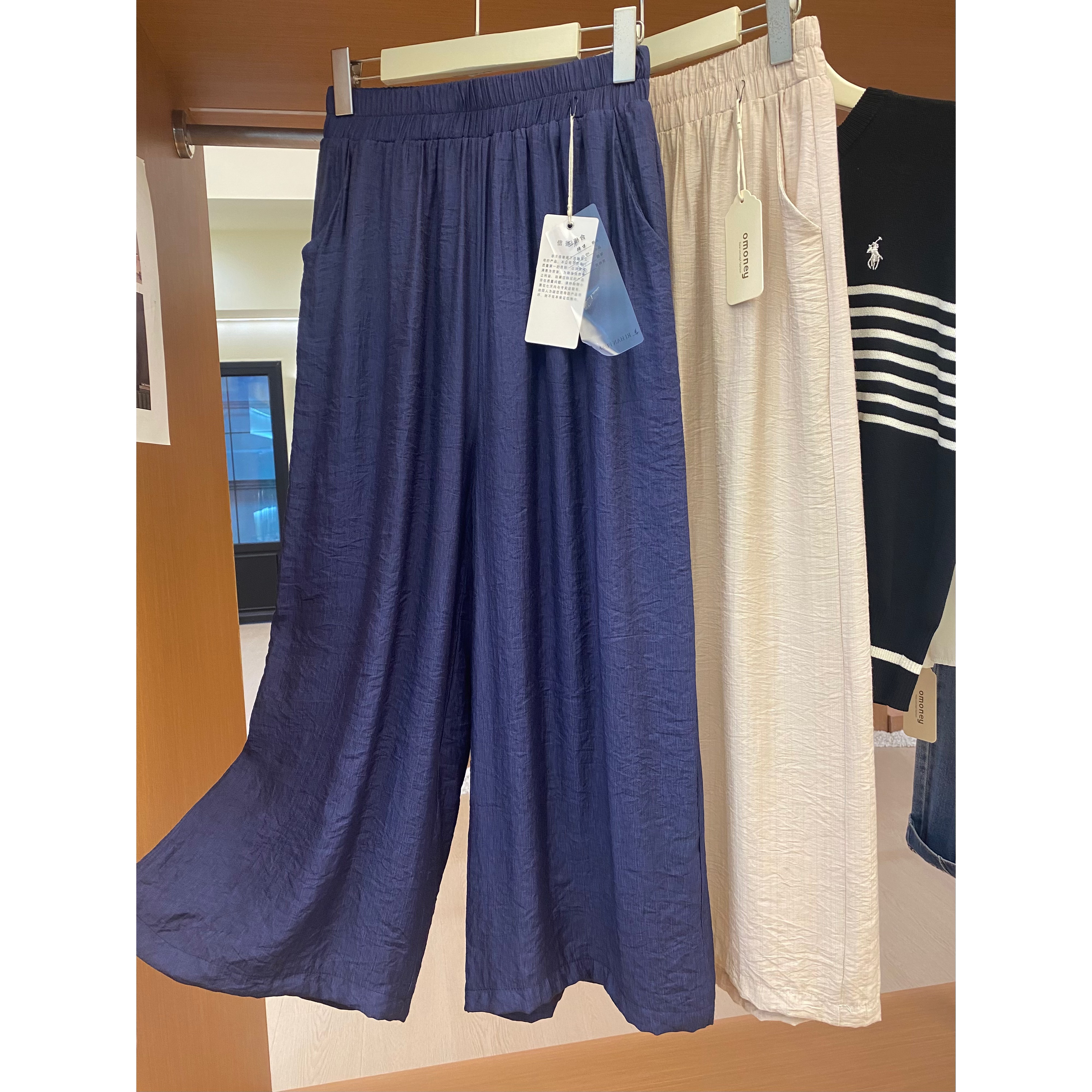 三伏天就穿它。休闲阔腿裤女Q41慵懒风超透气宽松显瘦九分裤
