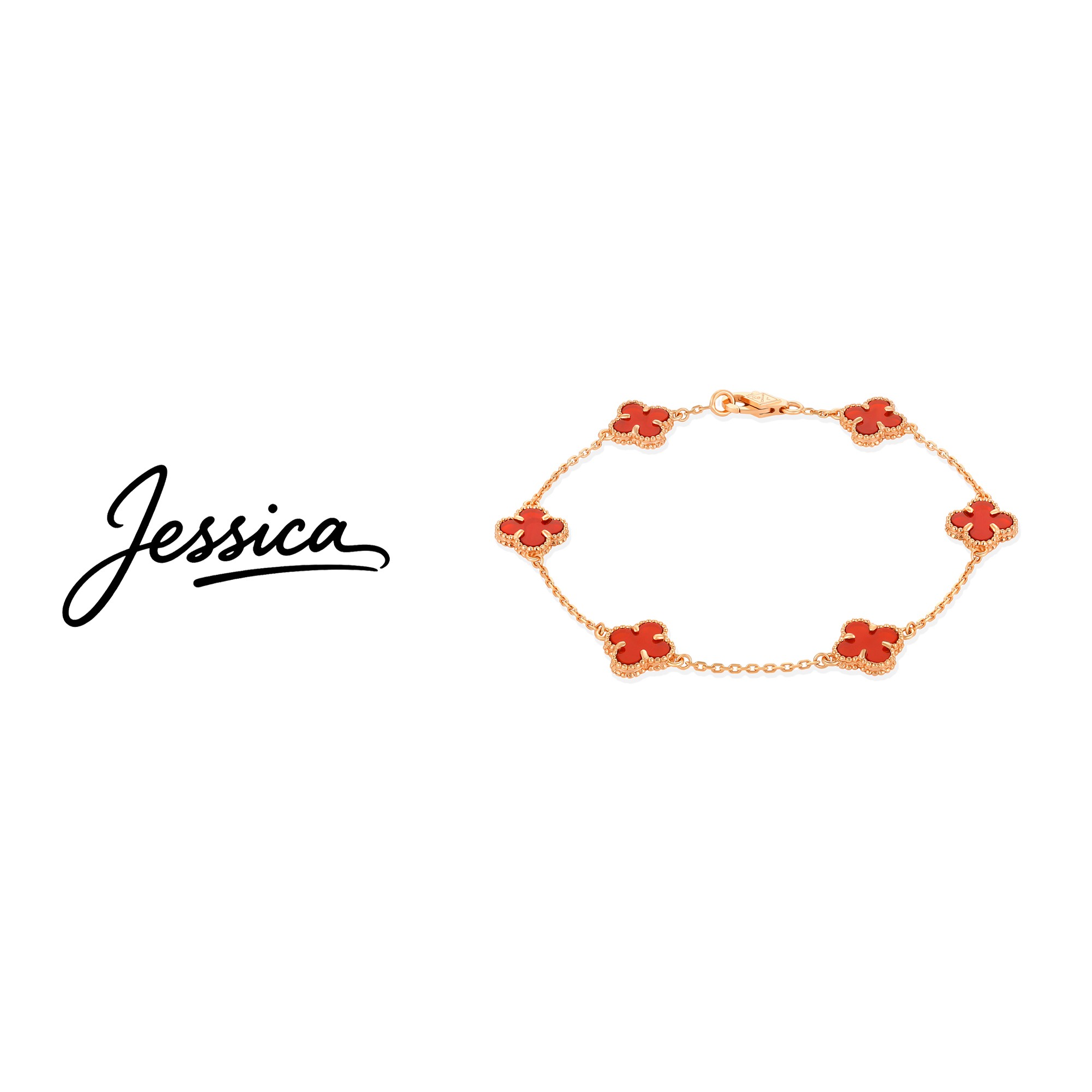 佳西卡 925银 CNC精工 17厘米 红色迷你六花手链（JXK373）