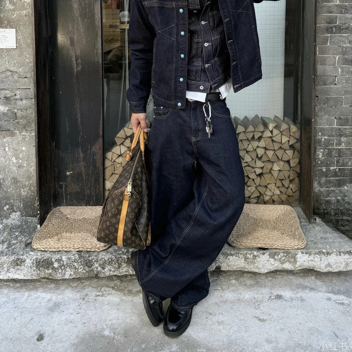 95新 LouisVuitton/路易威登 keepall55老花旅行袋（有刻字）152061