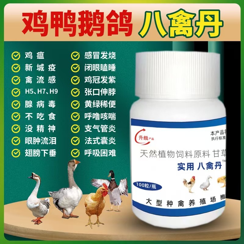 八禽丹正品鸡鸭鹅发烧咳嗽拉稀白痢呼噜气喘缩头养鸡专用禽类通用