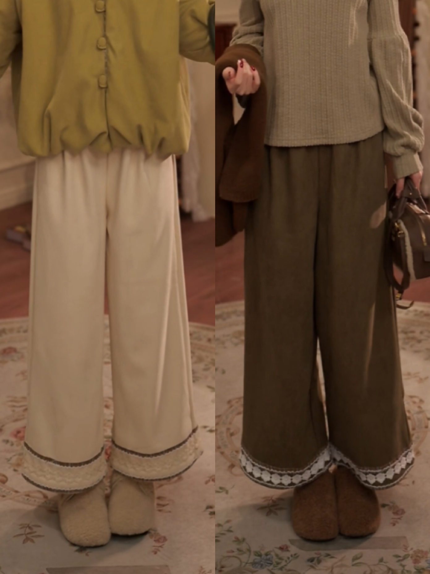 敏恩【椰奶】港风加厚秋冬高腰条纹显瘦长裤WQ5269298