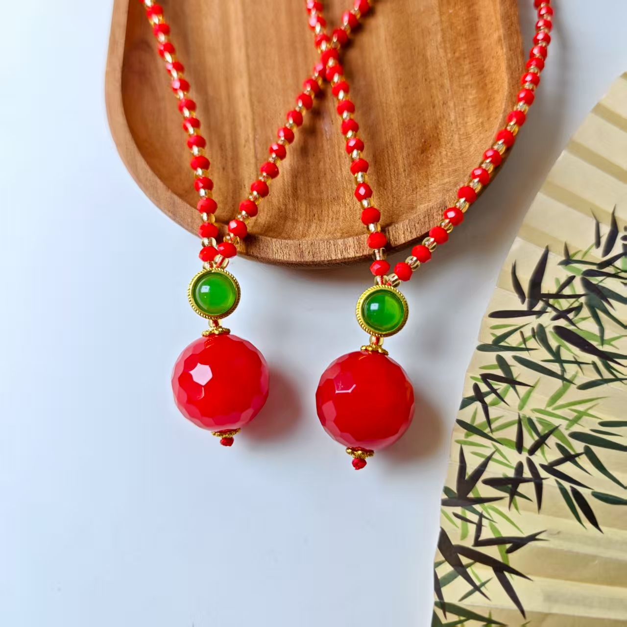 菱形切割胭脂红单珠吊坠-多样性发其一-x547