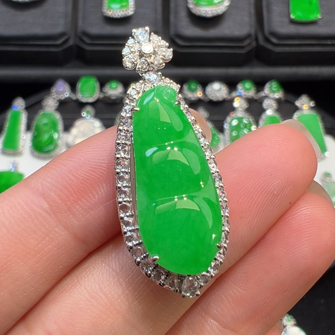 翡翠吊坠(不含链)18K金镶嵌收到货48小时鉴赏期