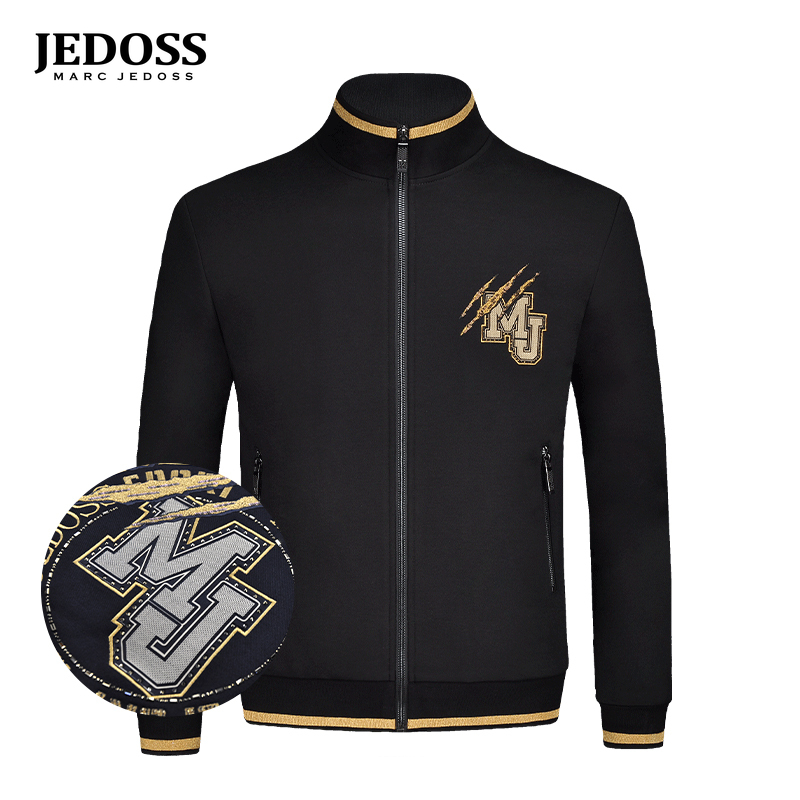 男装秋冬时尚轻奢烫金抓痕针织夹克修身外套潮GX636