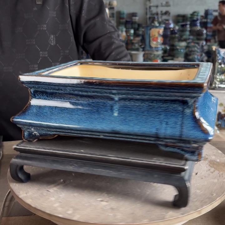 。一风堂石湾花盆 小收缩 内27*18*9