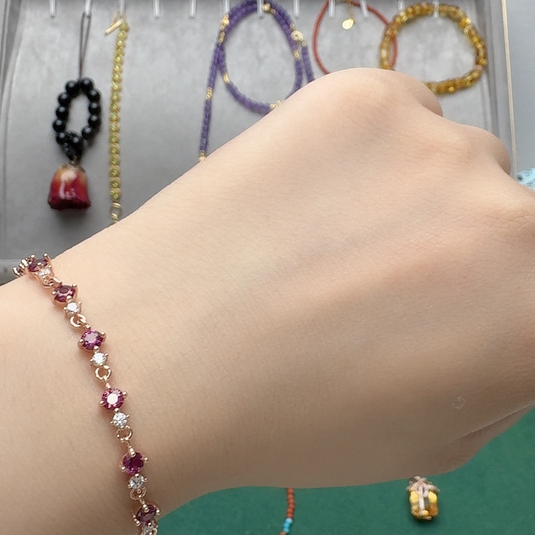 手链银S925镶嵌石榴石———39