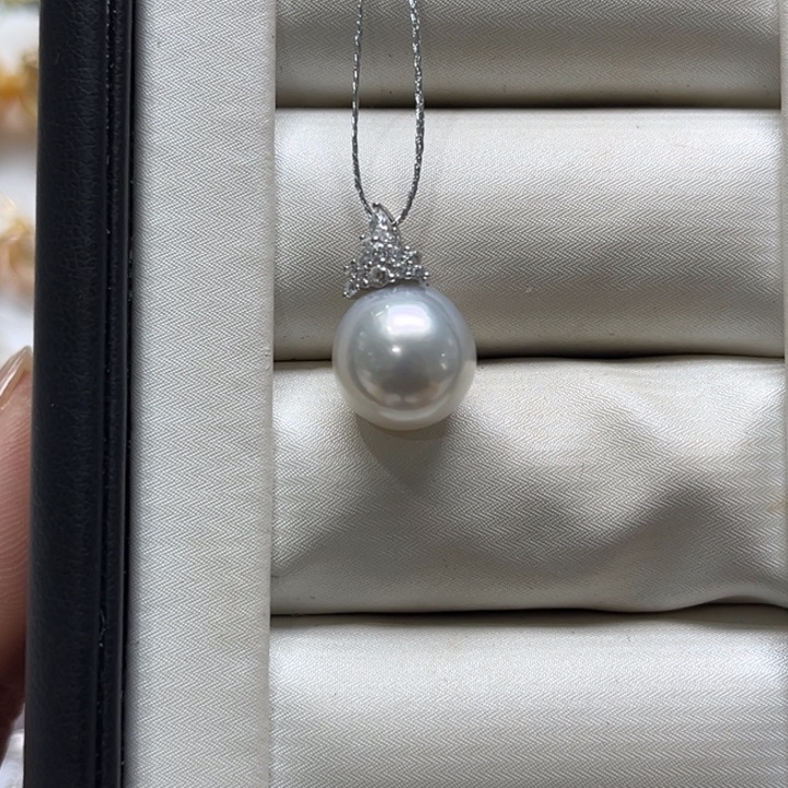 吊坠(不含链)银S925镶嵌海水珍珠11-12mm