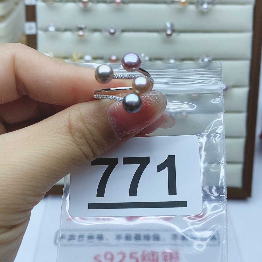 淡水珍珠戒指银S925镶嵌771
