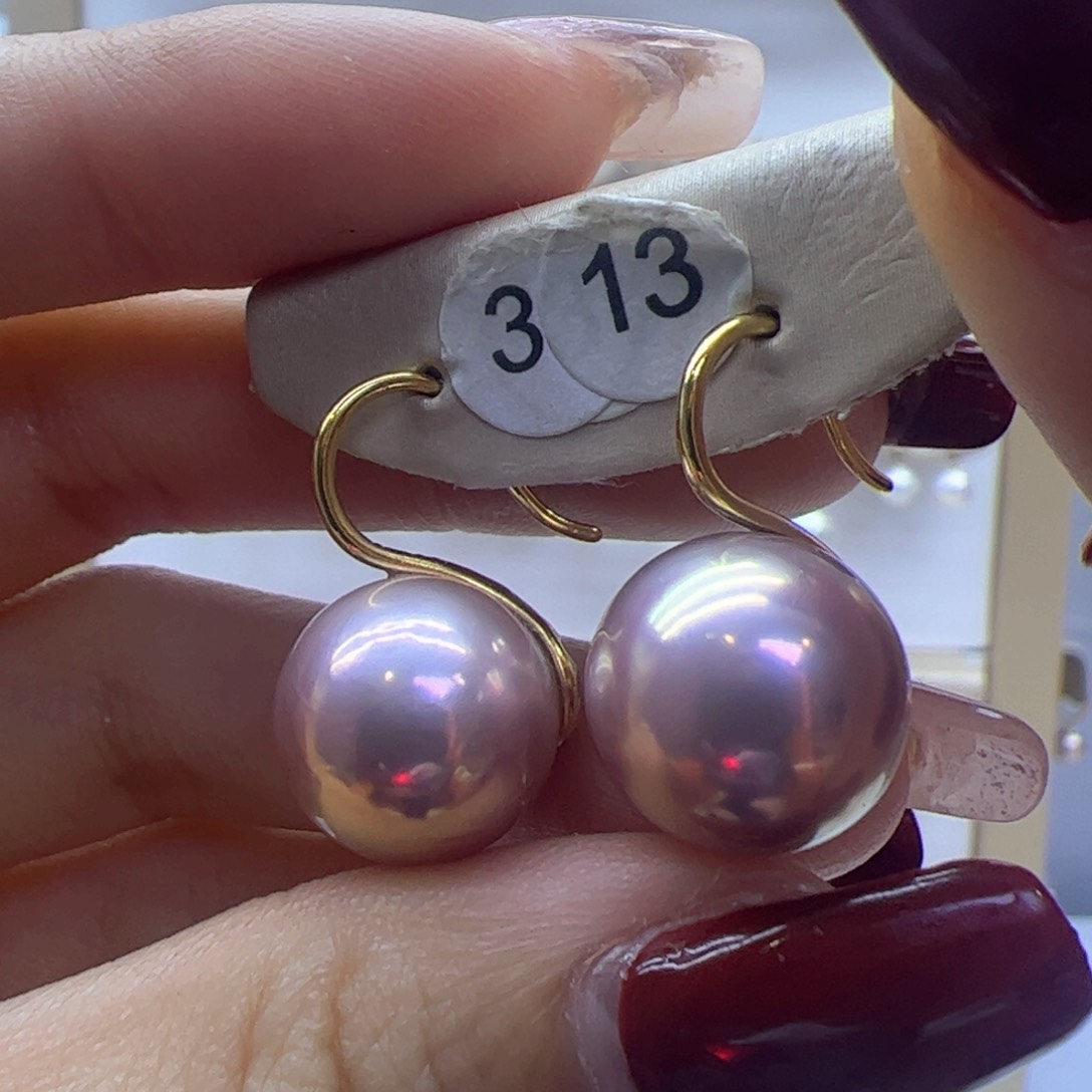 淡水珍珠耳饰18K金镶嵌