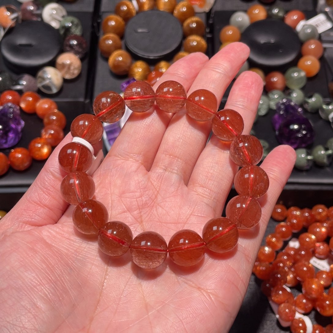 水晶手链未镶嵌甜*～红发晶13mm