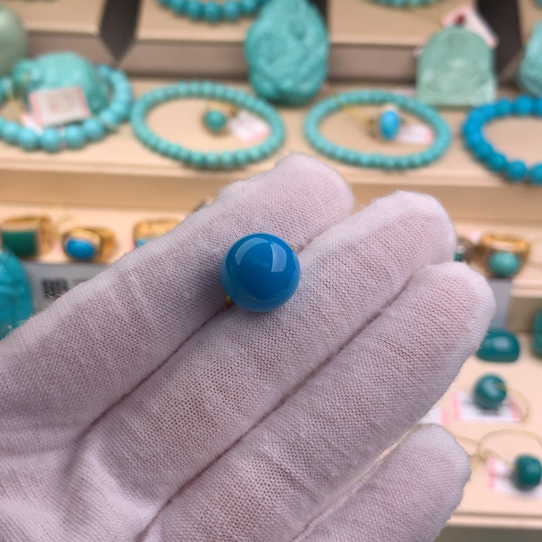 绿松石珠宝奇石未镶嵌12.7mm