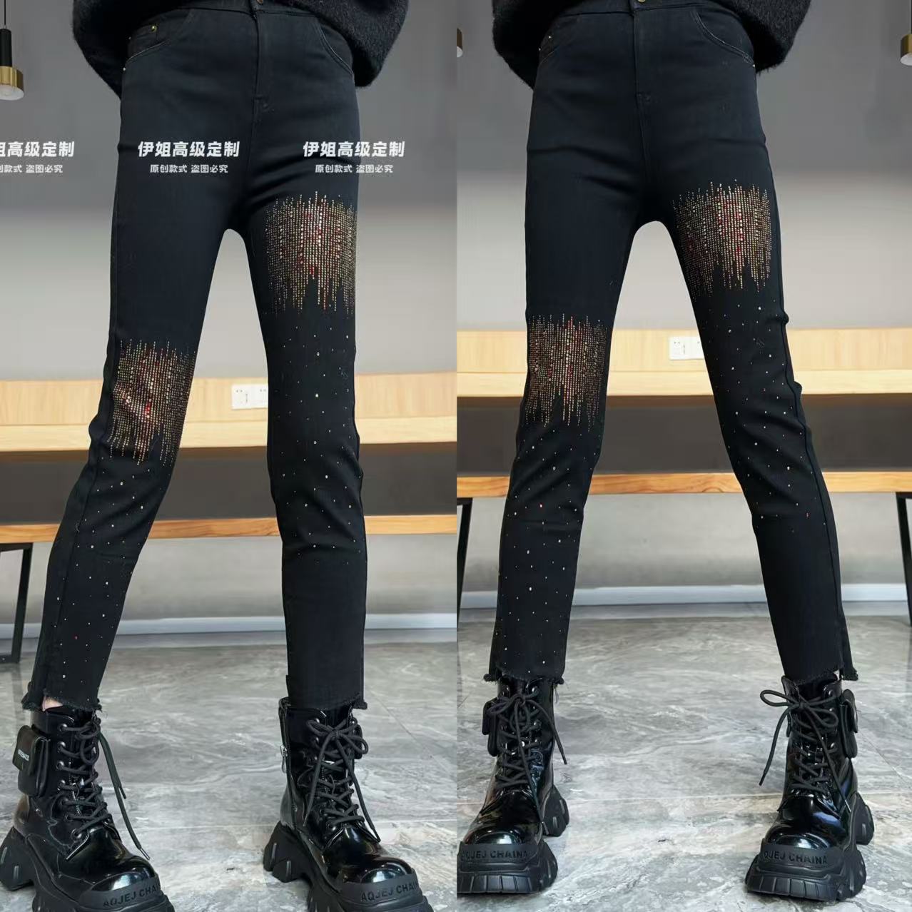 【YJ·原创】2025冬季新款宽松百搭显瘦加绒高弹瘦腿烟管裤女 YK1034