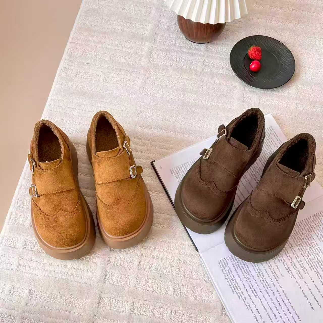 乐福鞋勃肯鞋黑色软底不累脚女鞋学院风单鞋休闲2686