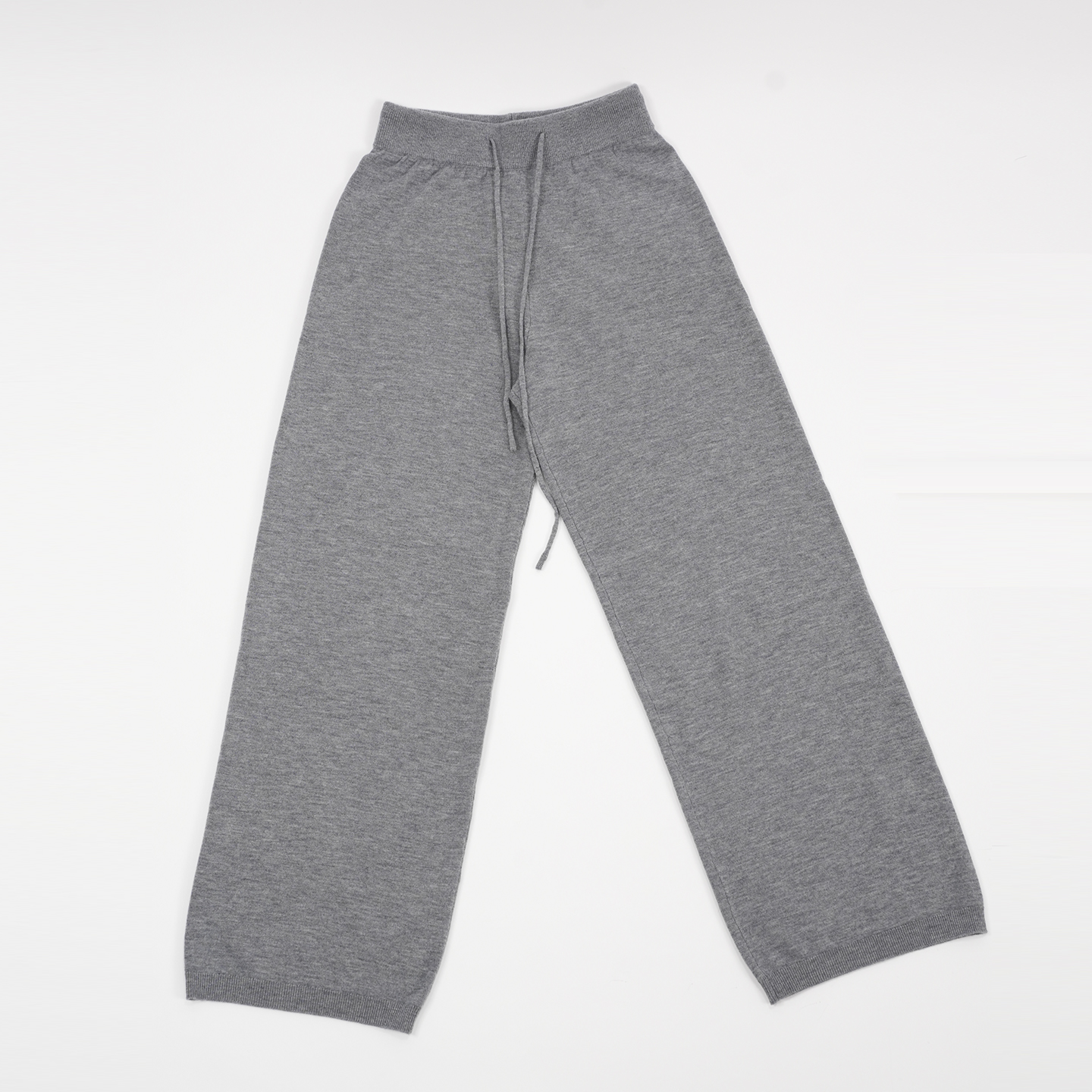 新疆天山GTS精纺羊毛48支保暖直筒裤秋冬针织休闲裤抽绳宽松女