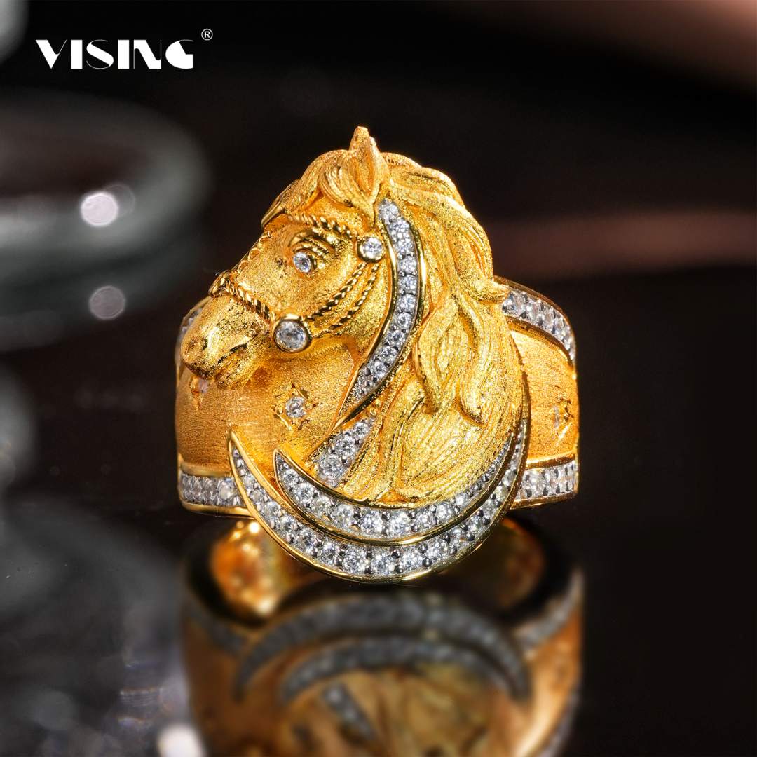925银合成锆石戒指 【福利】VISING【乘运追风】黄金色马戒指马年礼物