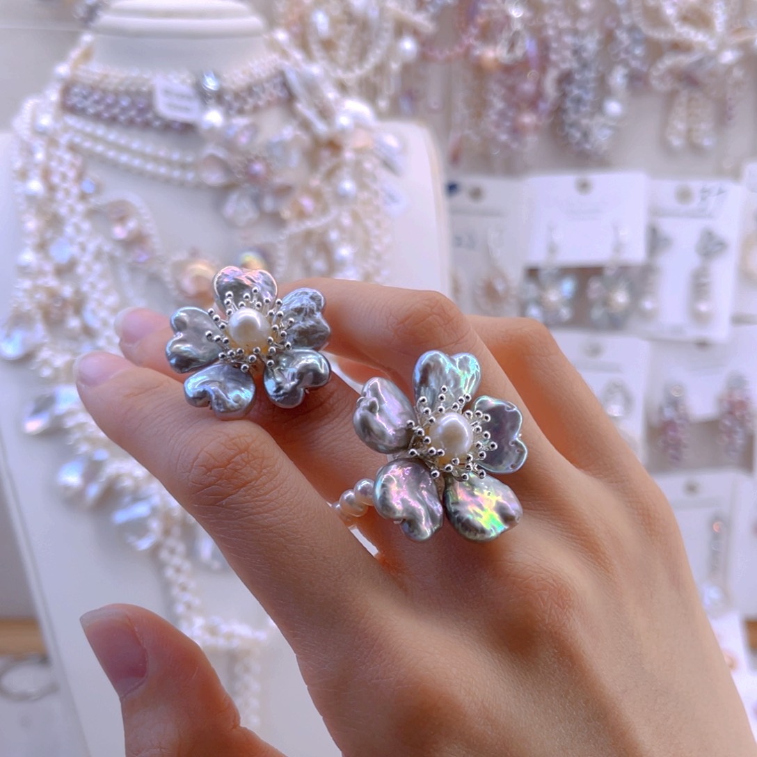 未镶嵌耳饰淡水珍珠戒指